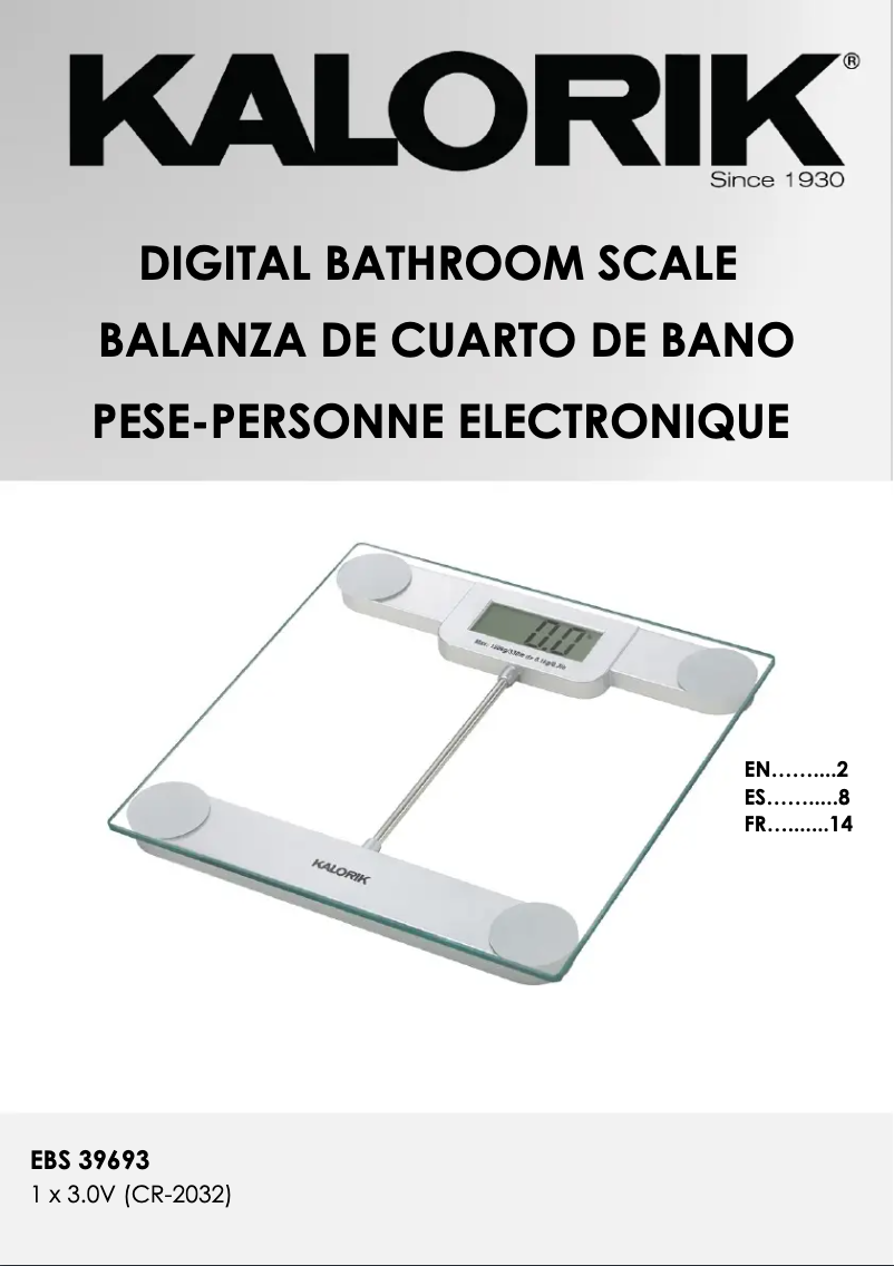 Page 1 of the manual User Manual Kalorik EBS 39693