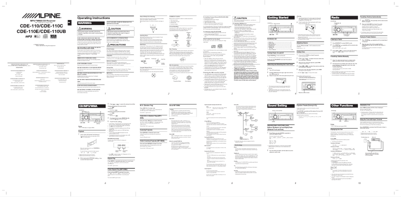 First page image of the manual for CDE-110E