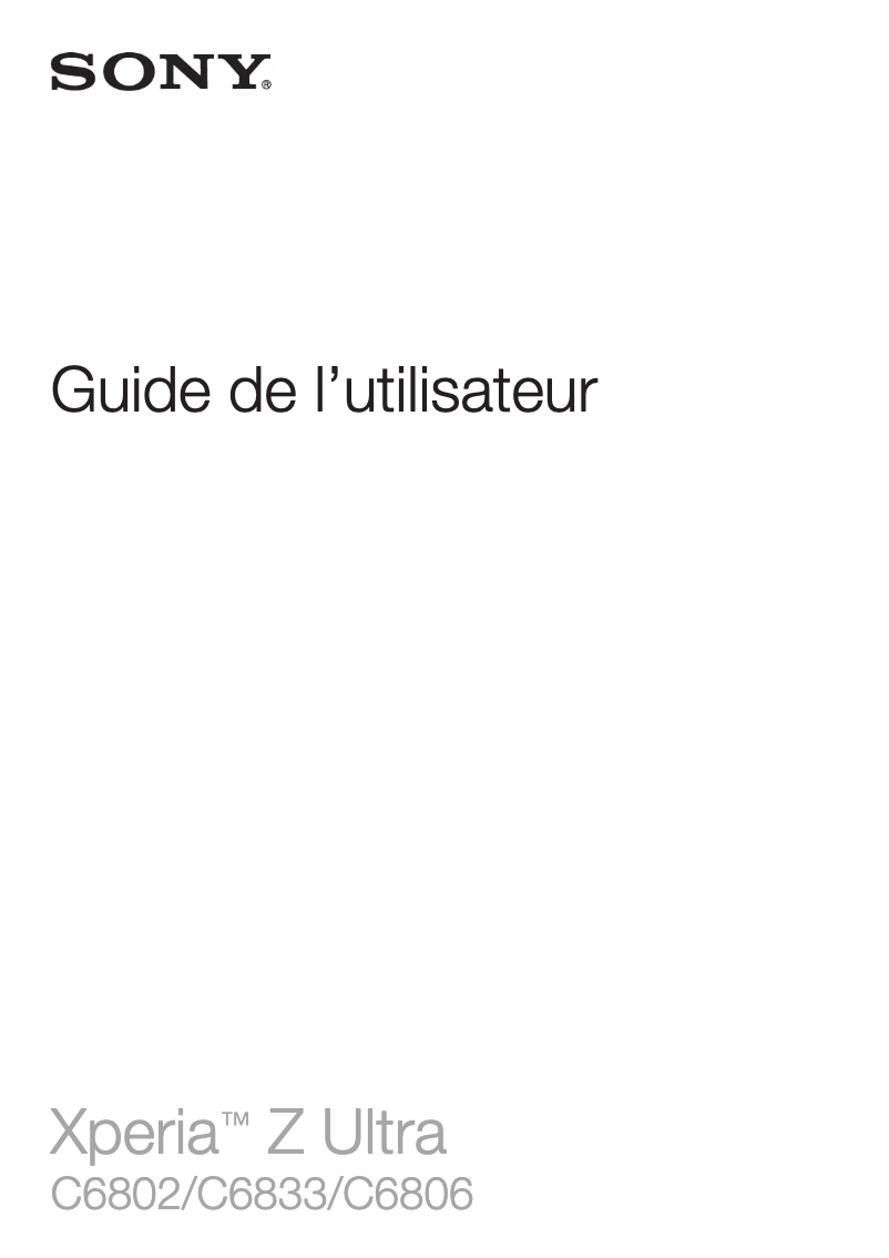 Page 1 of the manual User Manual Sony Ericsson Xperia Z Ultra