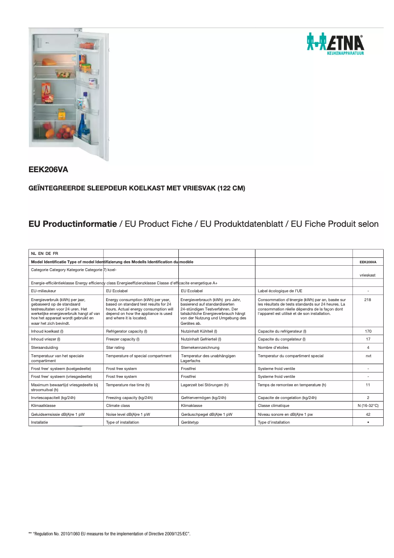 First page image of the manual for EEK206VA