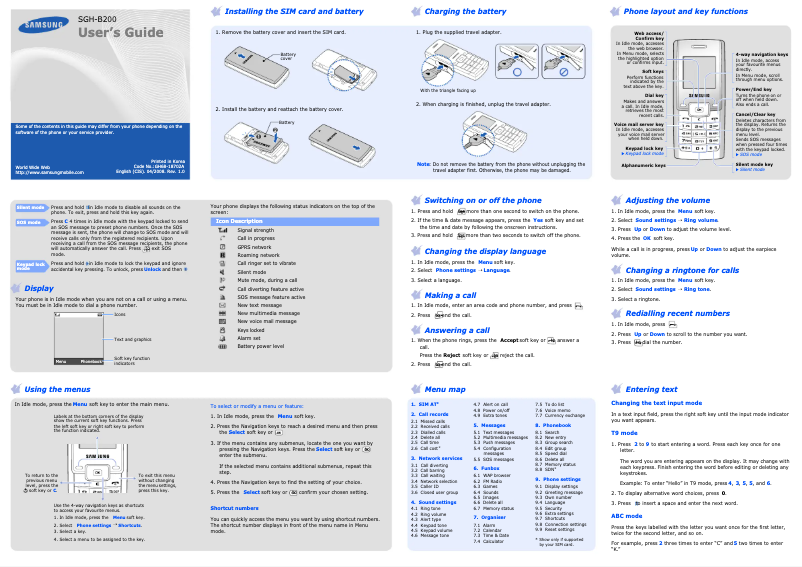Page 1 of the manual User Manual Samsung SGH-B200