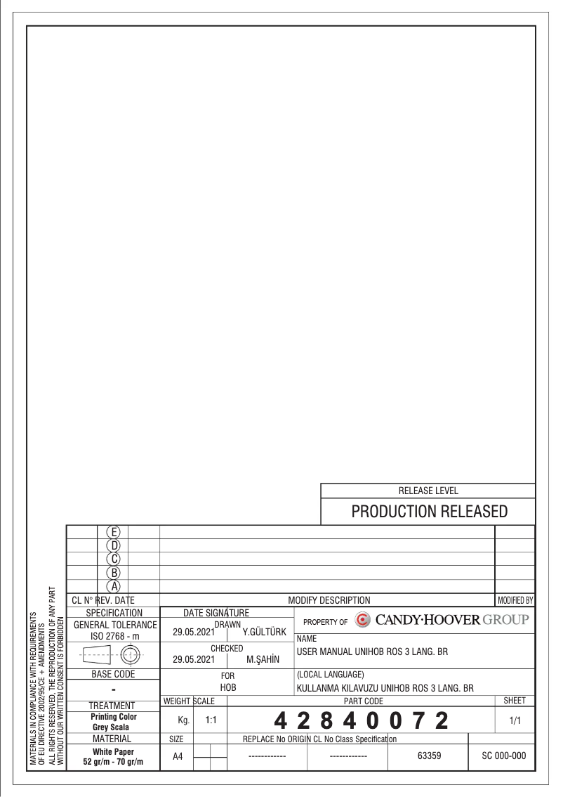 First page image of the manual for RHG6BR4WK3B-ALG