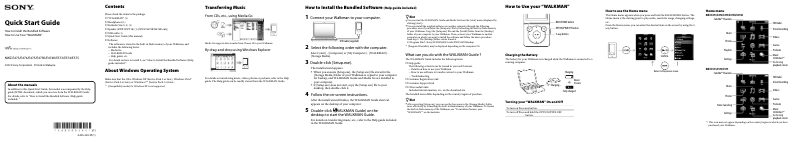 Page 1 of the manual User Manual Sony Walkman NWZ-E474