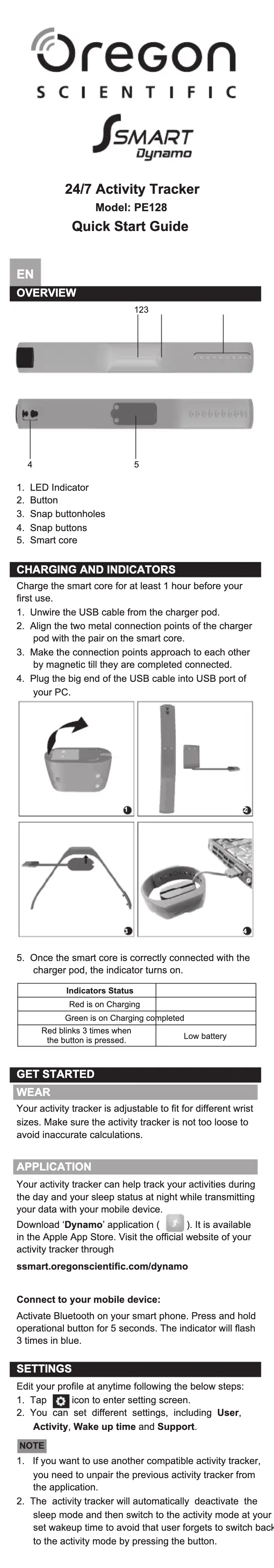 Page 1 of the manual Quick Start Guide Oregon Scientific PE128