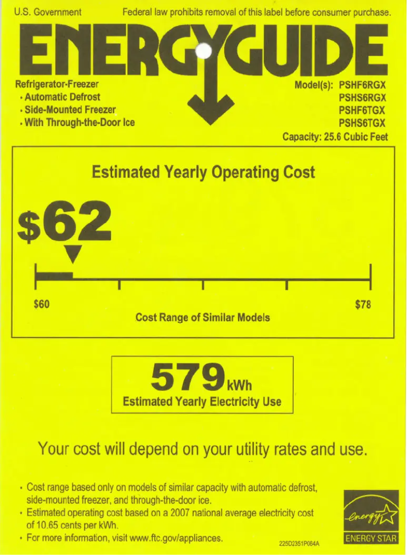 First page image of the manual for Profile PSHF6TGXBB