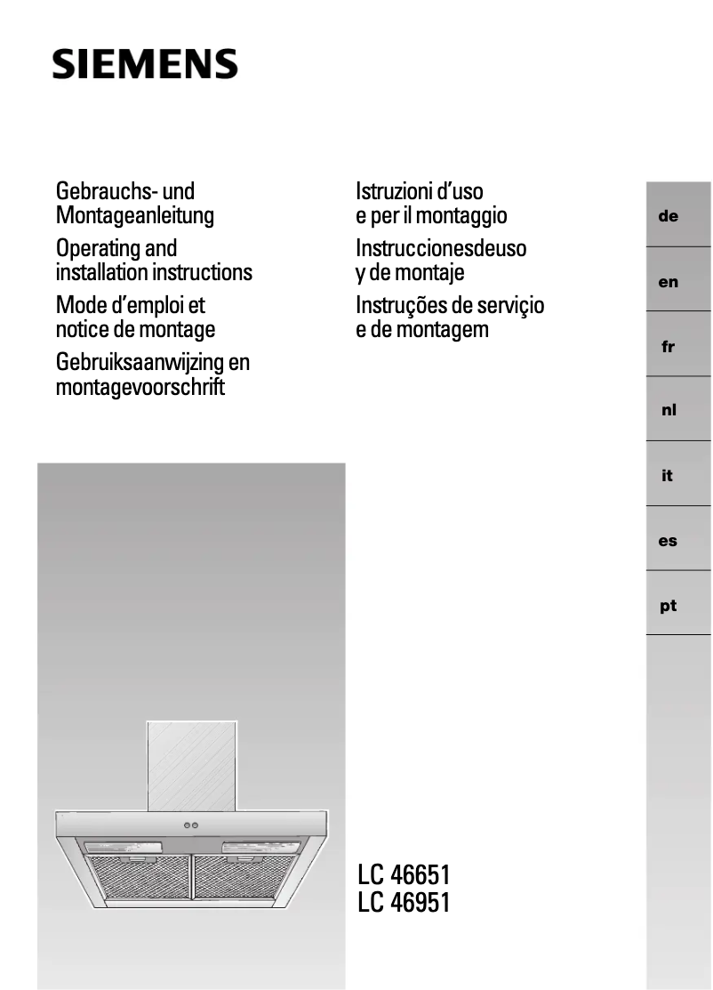 First page image of the manual for LC46951EU
