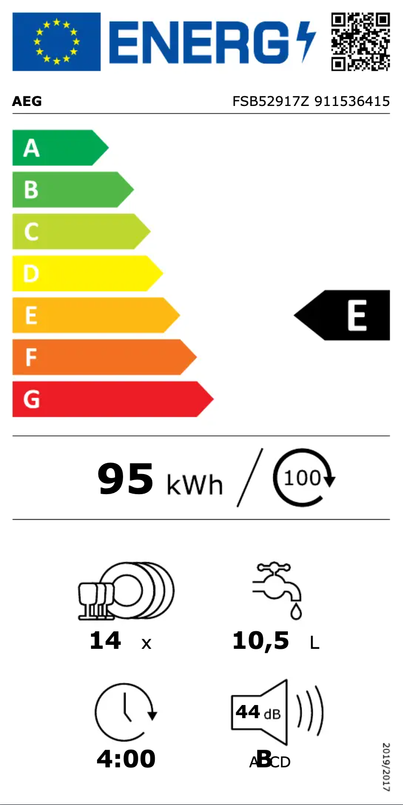 Page 1 of the manual Energy Label AEG FSB52917Z