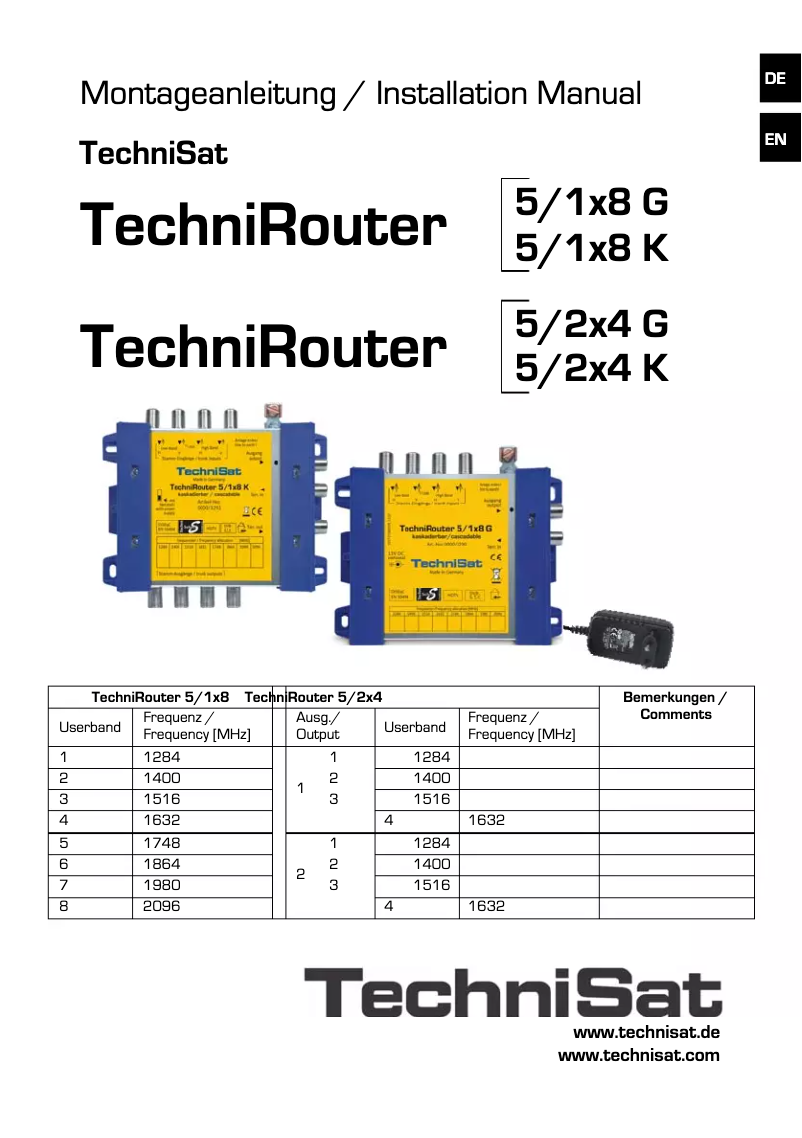 First page image of the manual for TechniRouter 5/1x8 G