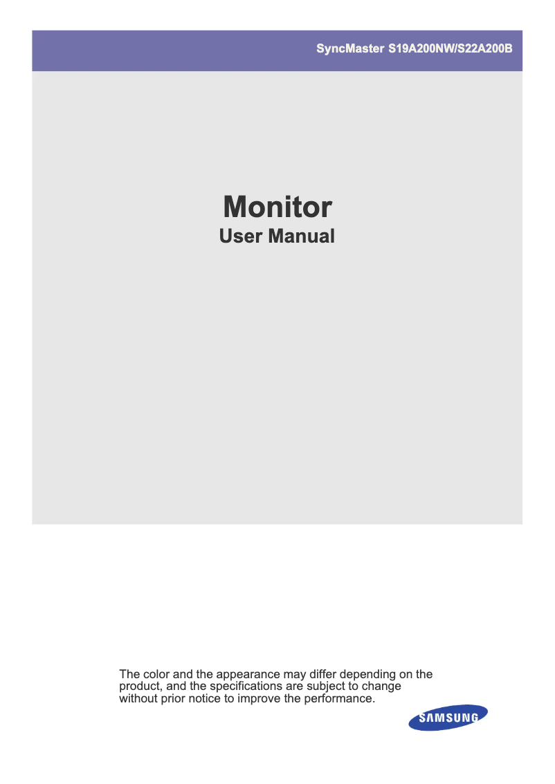 Page 1 of the manual User Manual Samsung SyncMaster S19A200NW