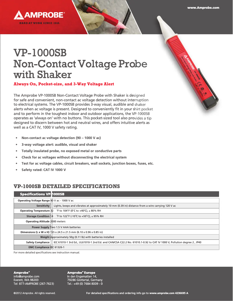 First page image of the manual for VP-1000SB