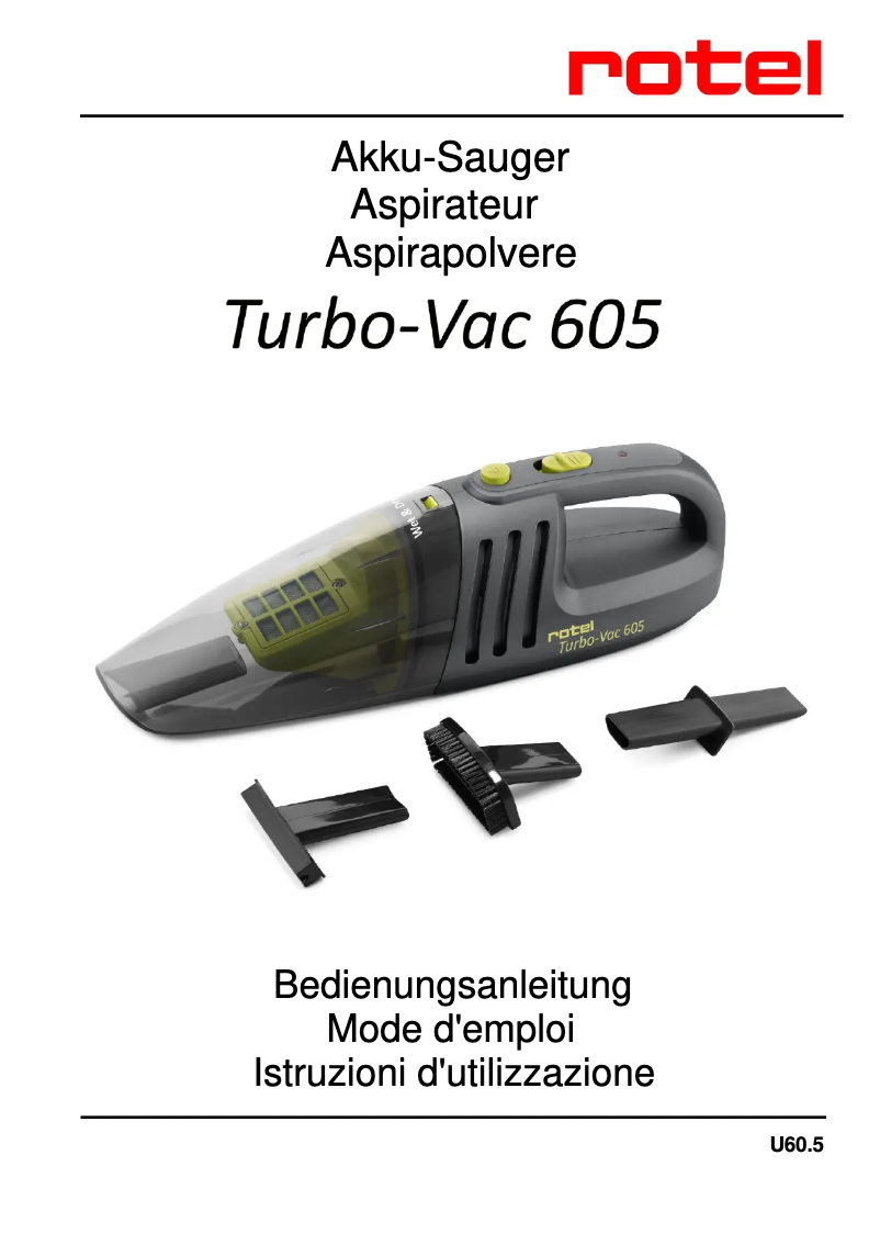 Image de la première page du manuel de l'appareil Turbo-Vac 605