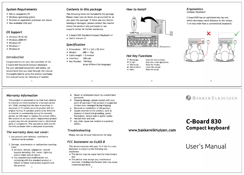 First page image of the manual for C-board 830