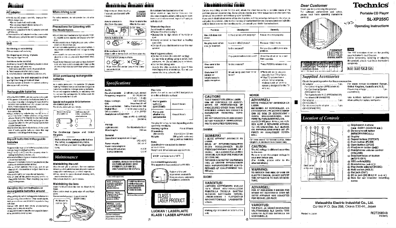 First page image of the manual for SL-XP255C