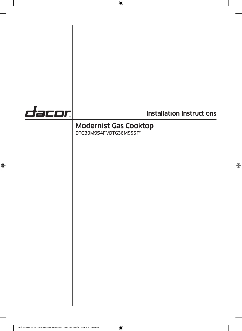 Page 1 of the manual Installation Guide Samsung DTG30M954FS