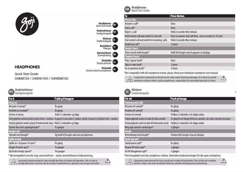 First page image of the manual for G4IEBK13X