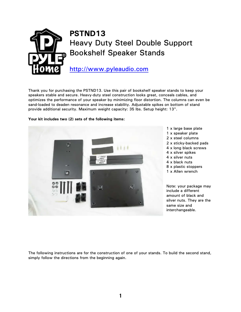 First page image of the manual for PSTND13