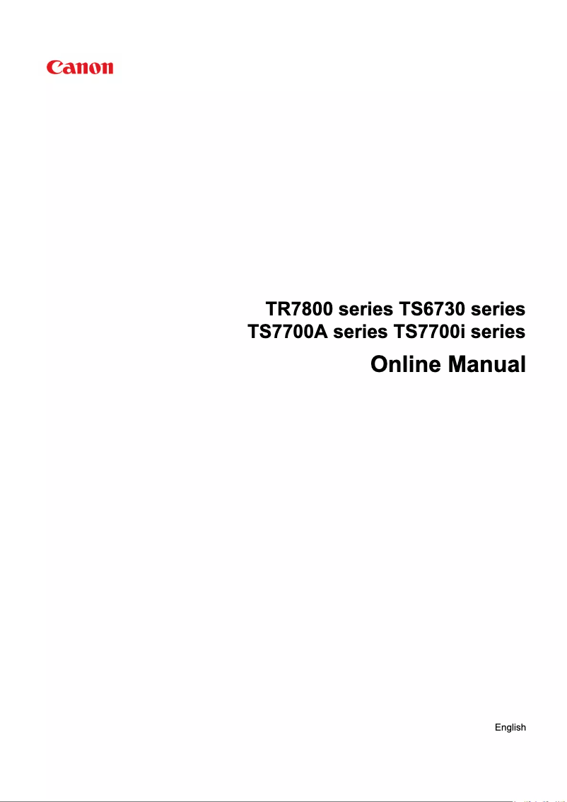First page image of the manual for PIXMA TR7820