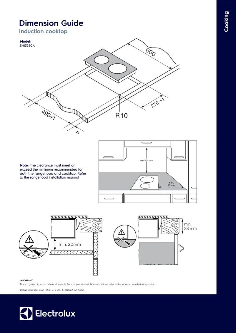 First page image of the manual for EHI325CA