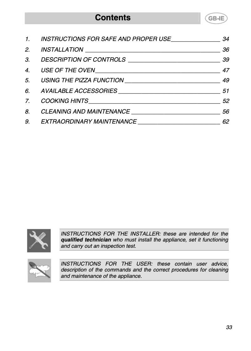 Page 1 of the manual User Manual Smeg S399XPZ6