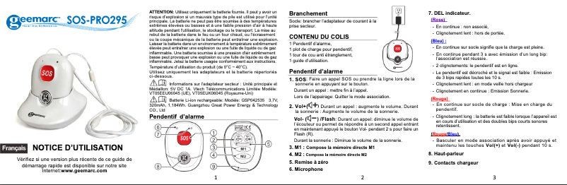 First page image of the manual for SOS-PRO 295