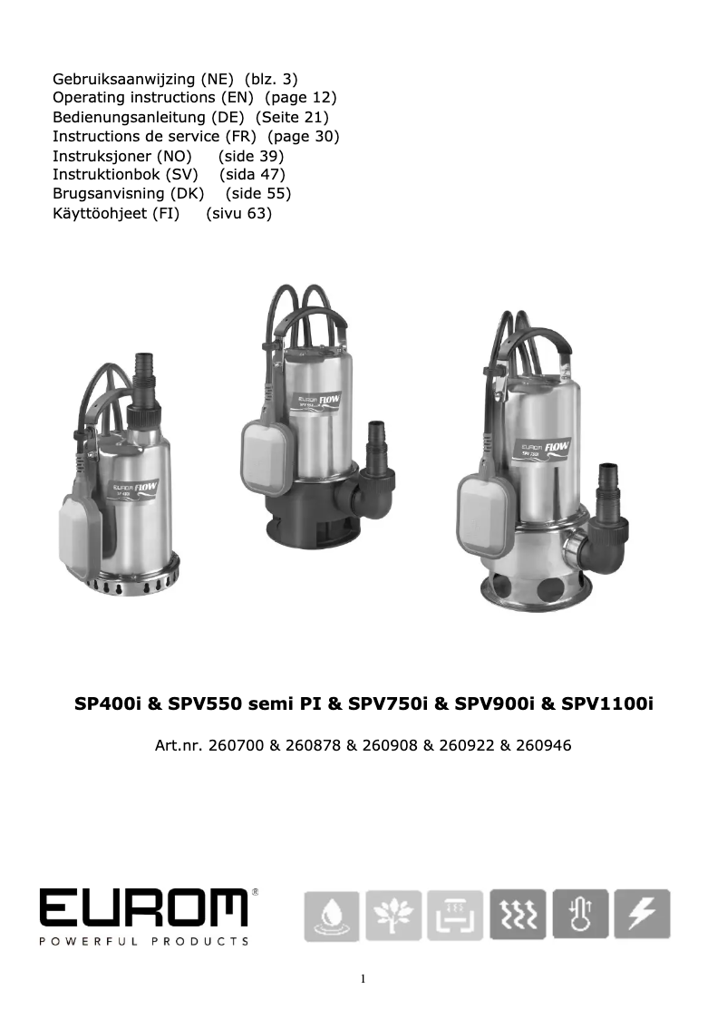 Page 1 of the manual User Manual Eurom Flow SPV900i