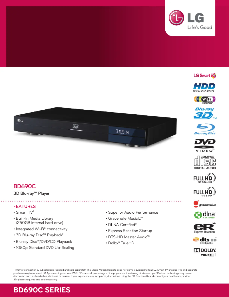 First page image of the manual for BD690C