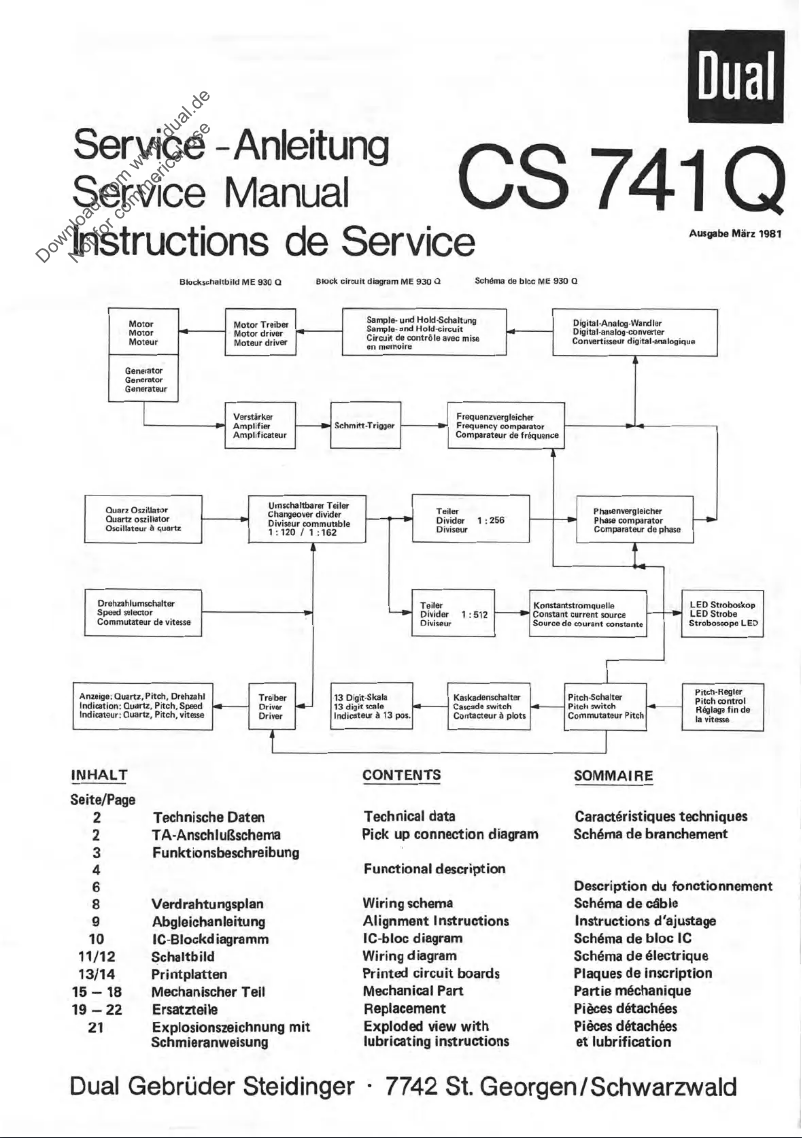 First page image of the manual for CS 741 Q