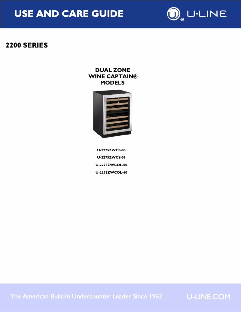 Page 1 of the manual User Manual U-Line 2275ZWC