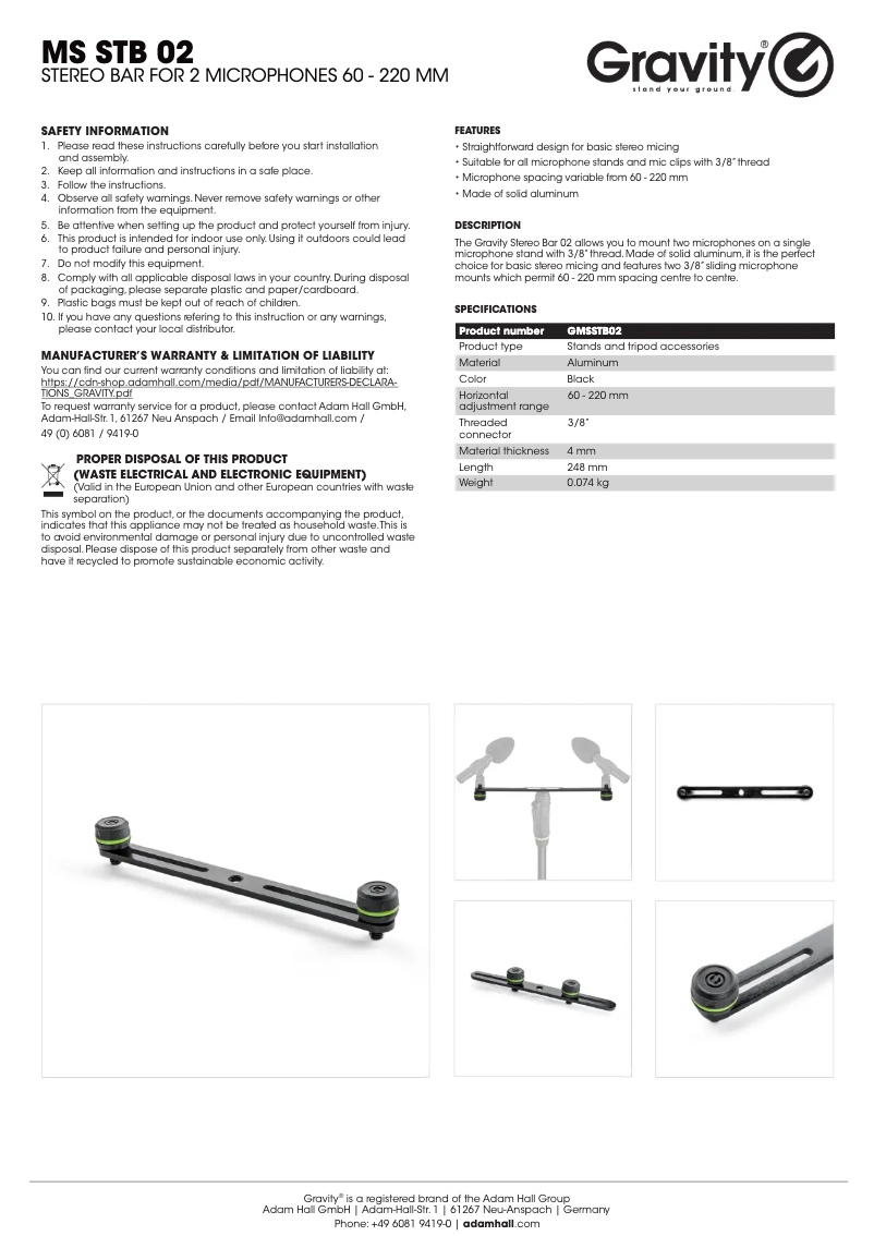 First page image of the manual for MS STB 02