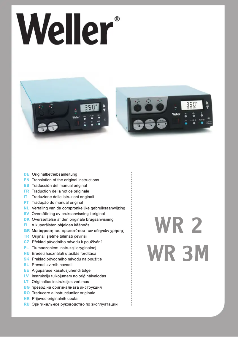 Page 1 of the manual Quick Start Guide Weller WR 2000A