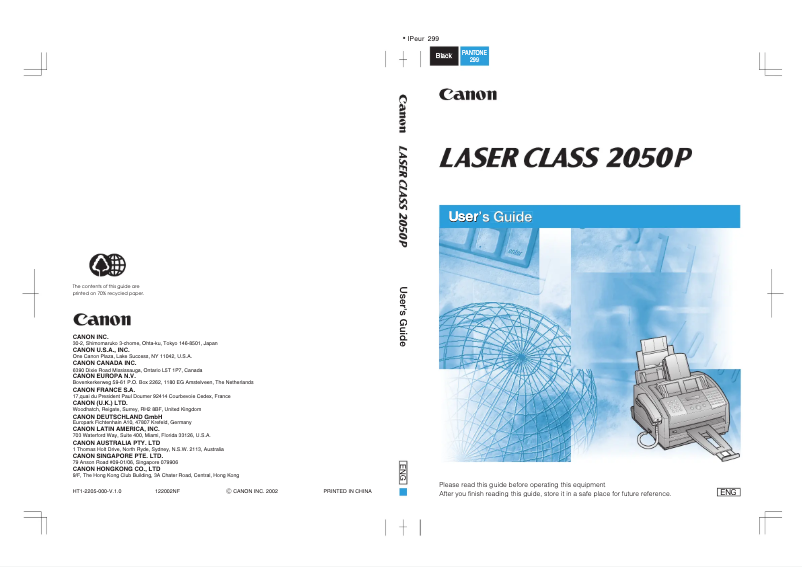 Page 1 of the manual User Manual Canon LC-2050P