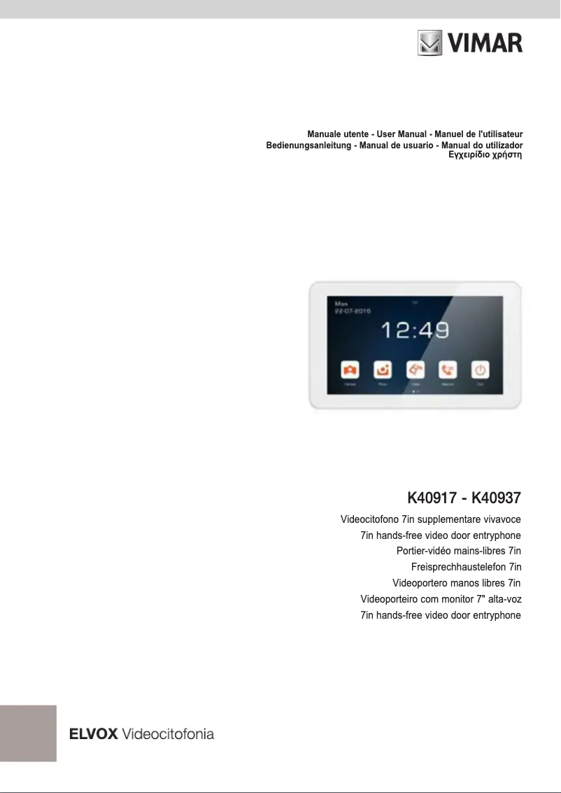 First page image of the manual for ELVOX K40917
