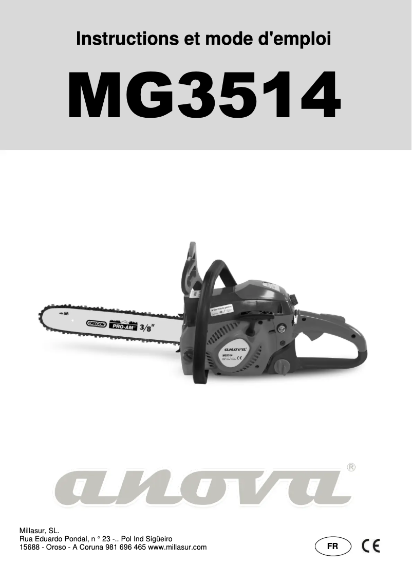 Page 1 of the manual User Manual Anova MG3514