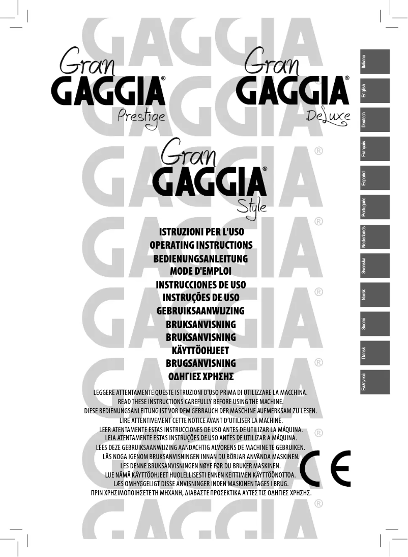 First page image of the manual for Gran Gaggia Deluxe