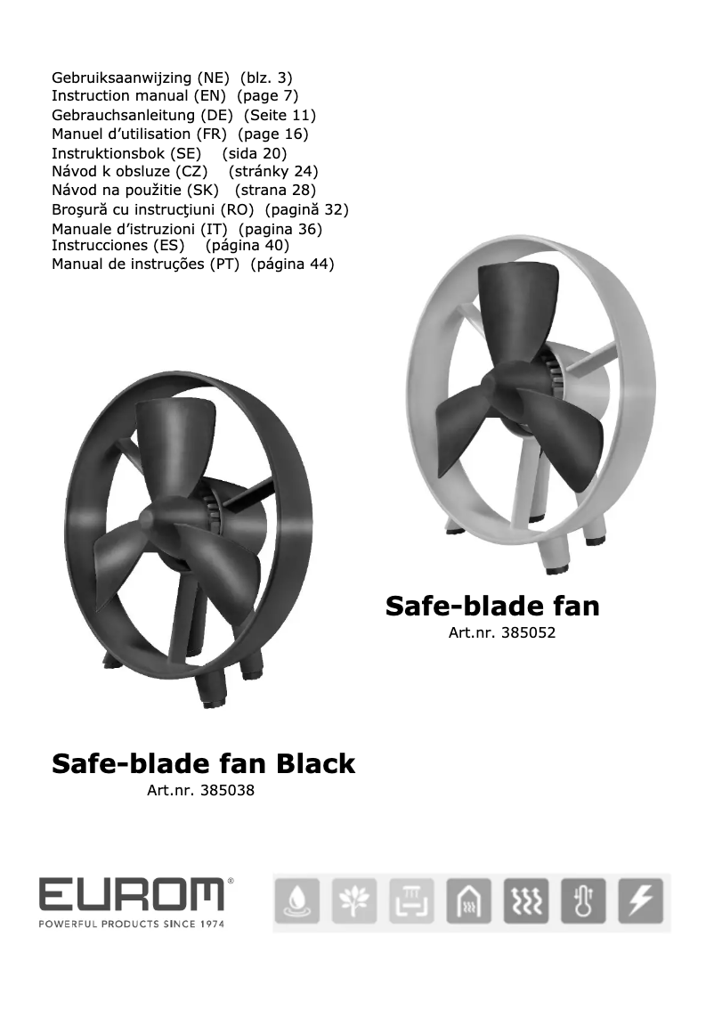 Page 1 de la notice Manuel utilisateur Eurom Safe-blade fan