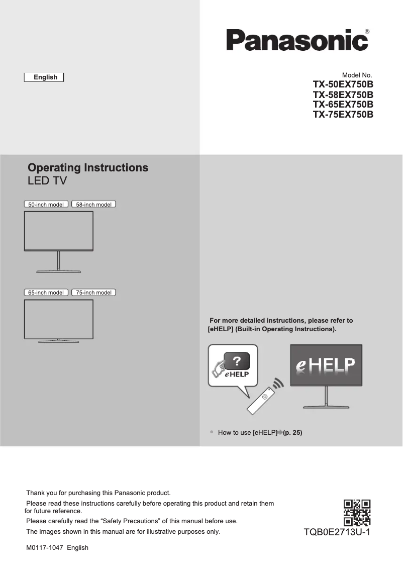 First page image of the manual for TX-50EX750B