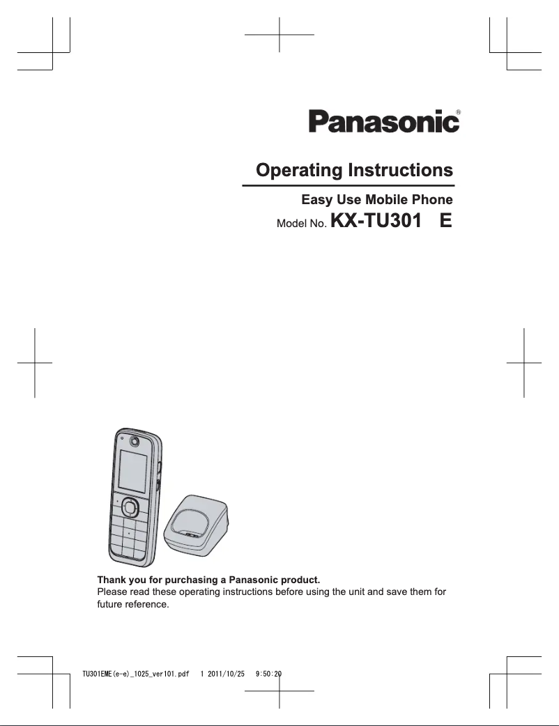 First page image of the manual for KX-TU301EME