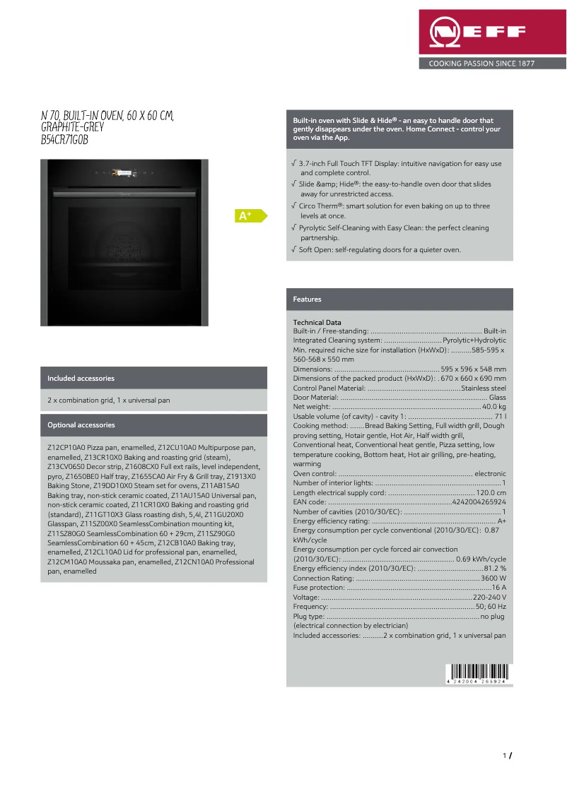 First page image of the manual for B54CR71G0B