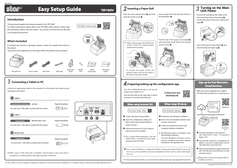 First page image of the manual for TSP100IV