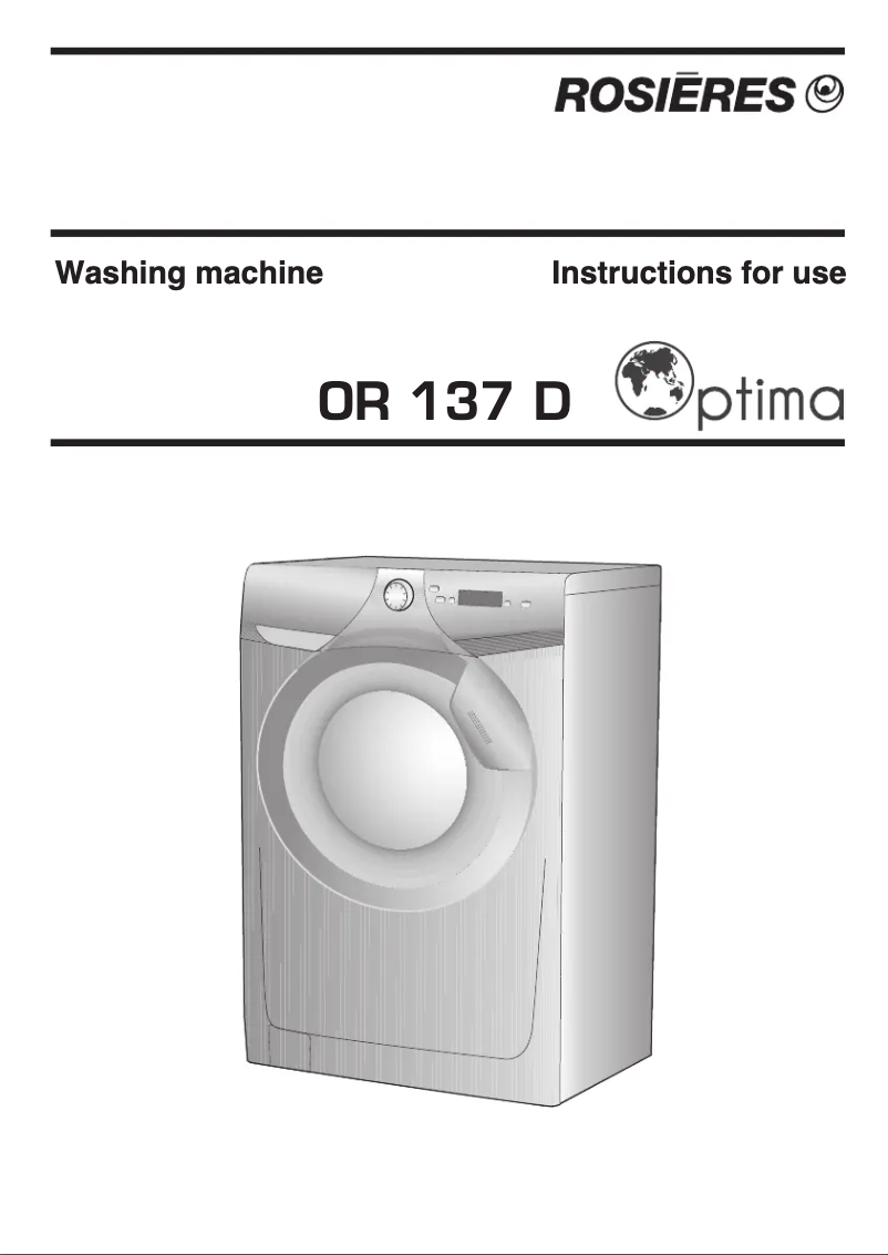 First page image of the manual for OR 137 D Optima