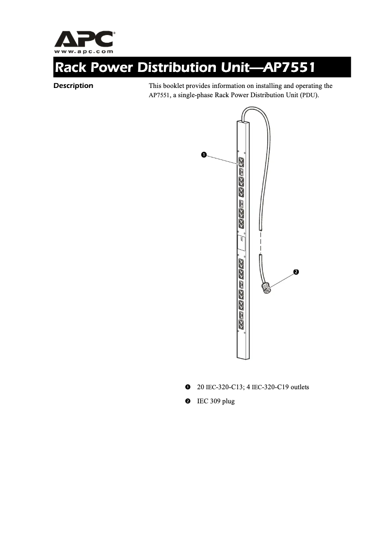 First page image of the manual for AP7551