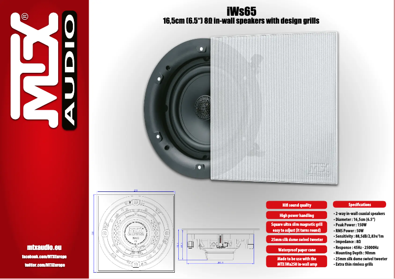 Page 1 de la notice Manuel utilisateur MTX Audio iWs65