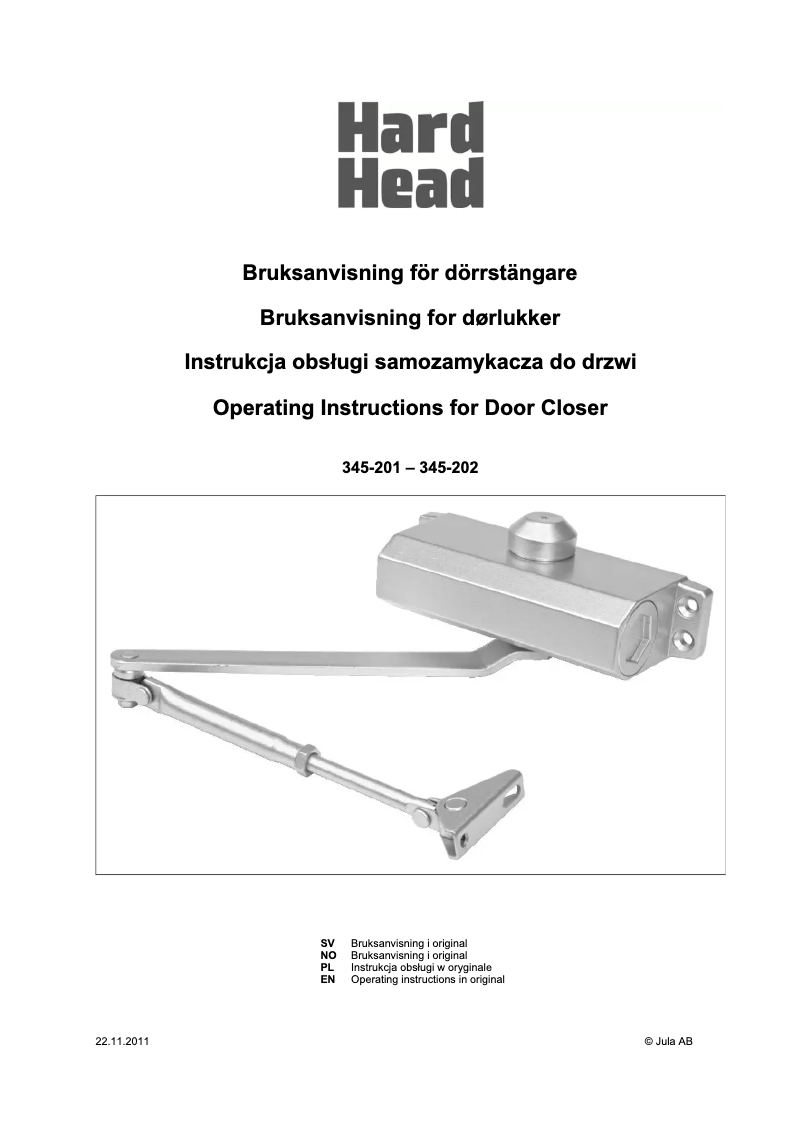 Page 1 of the manual User Manual Hard Head 345-202