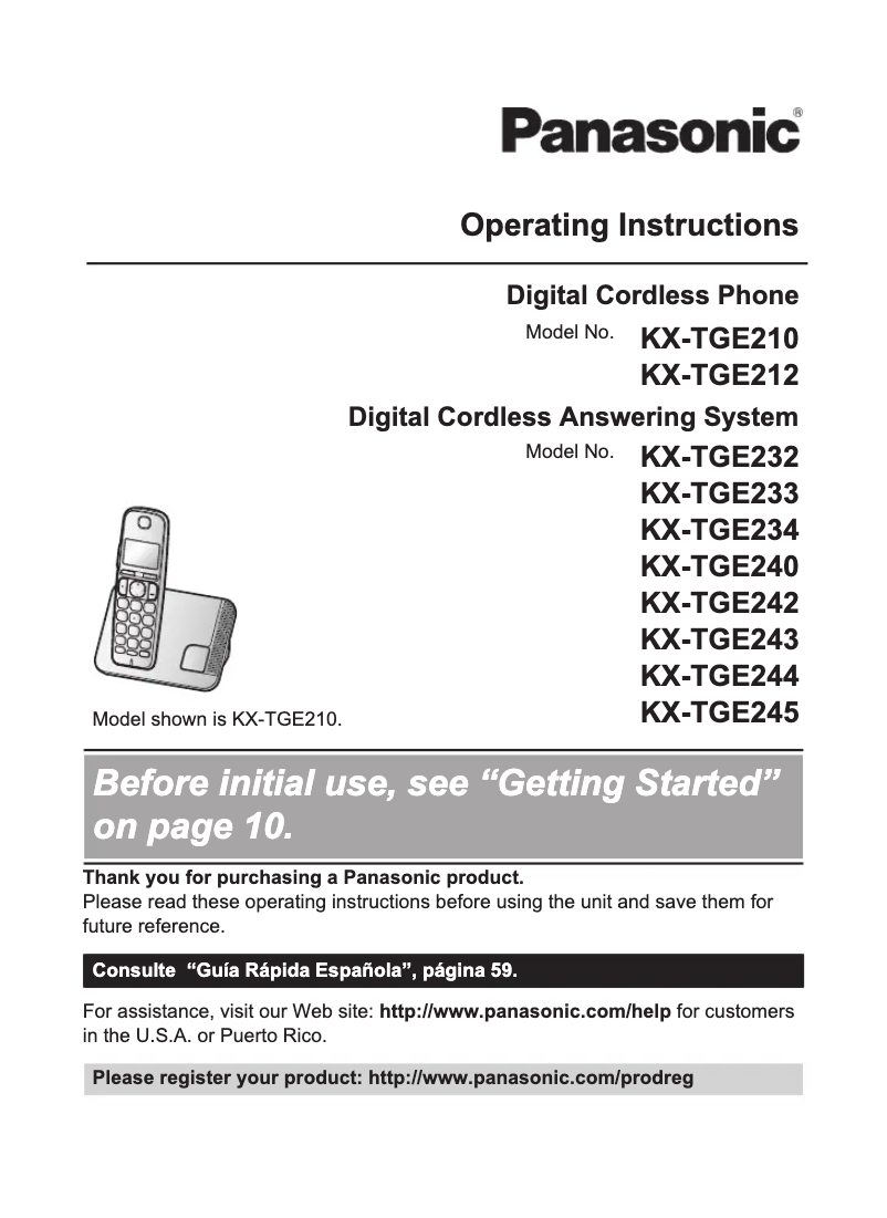 Page 1 of the manual User Manual Panasonic KX-TGE243B