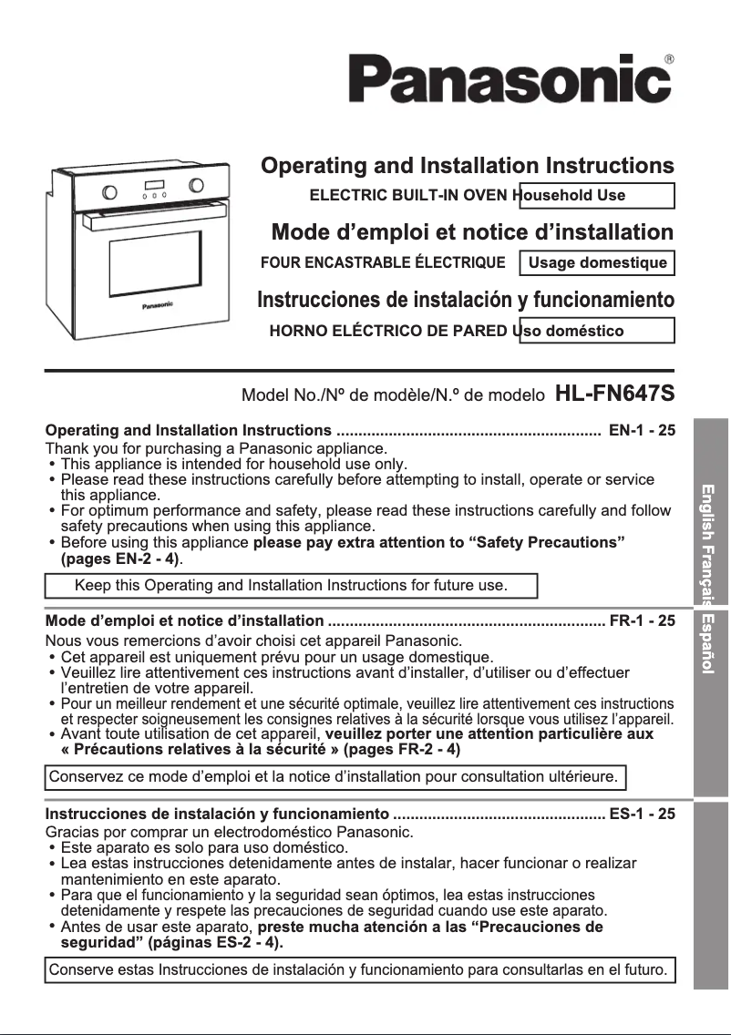 First page image of the manual for HL-FN647S