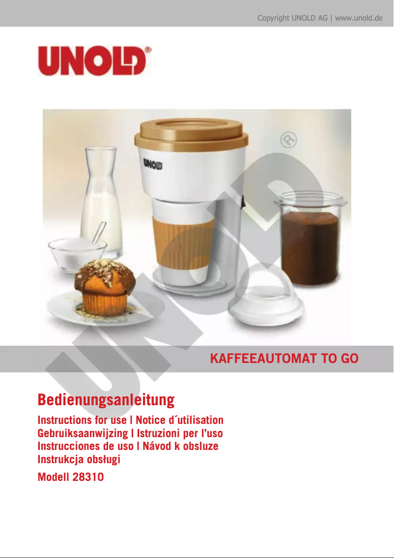 Page 1 of the manual User Manual Unold To Go 28310