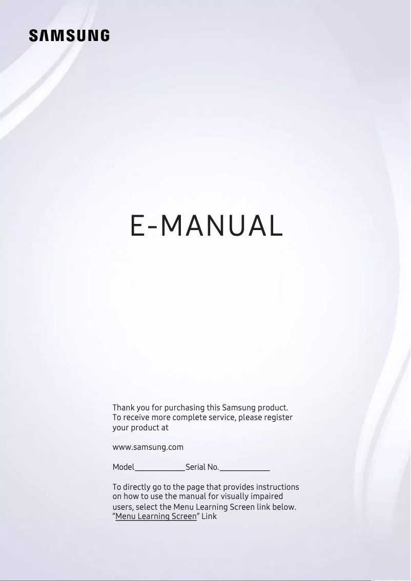 First page image of the manual for UA55NU7090G