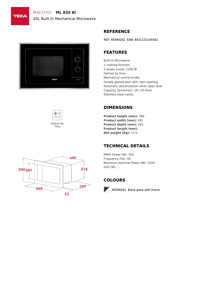 First page image of the manual for ML 820 BIS