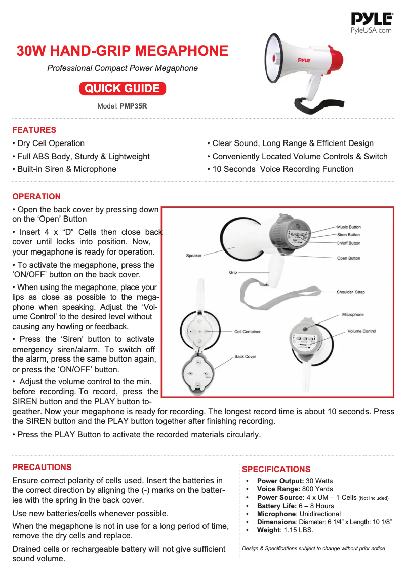 Page 1 of the manual User Manual Pyle PMP35RE