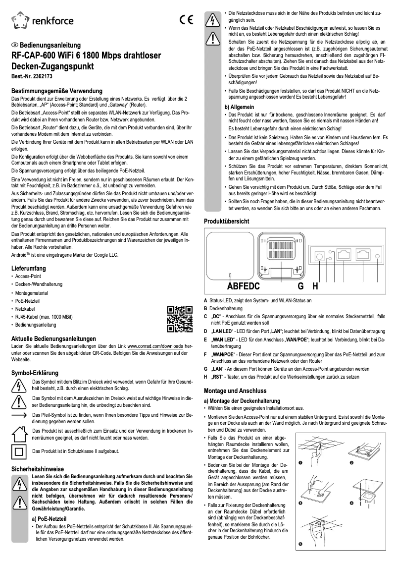 First page image of the manual for RF-CAP-600